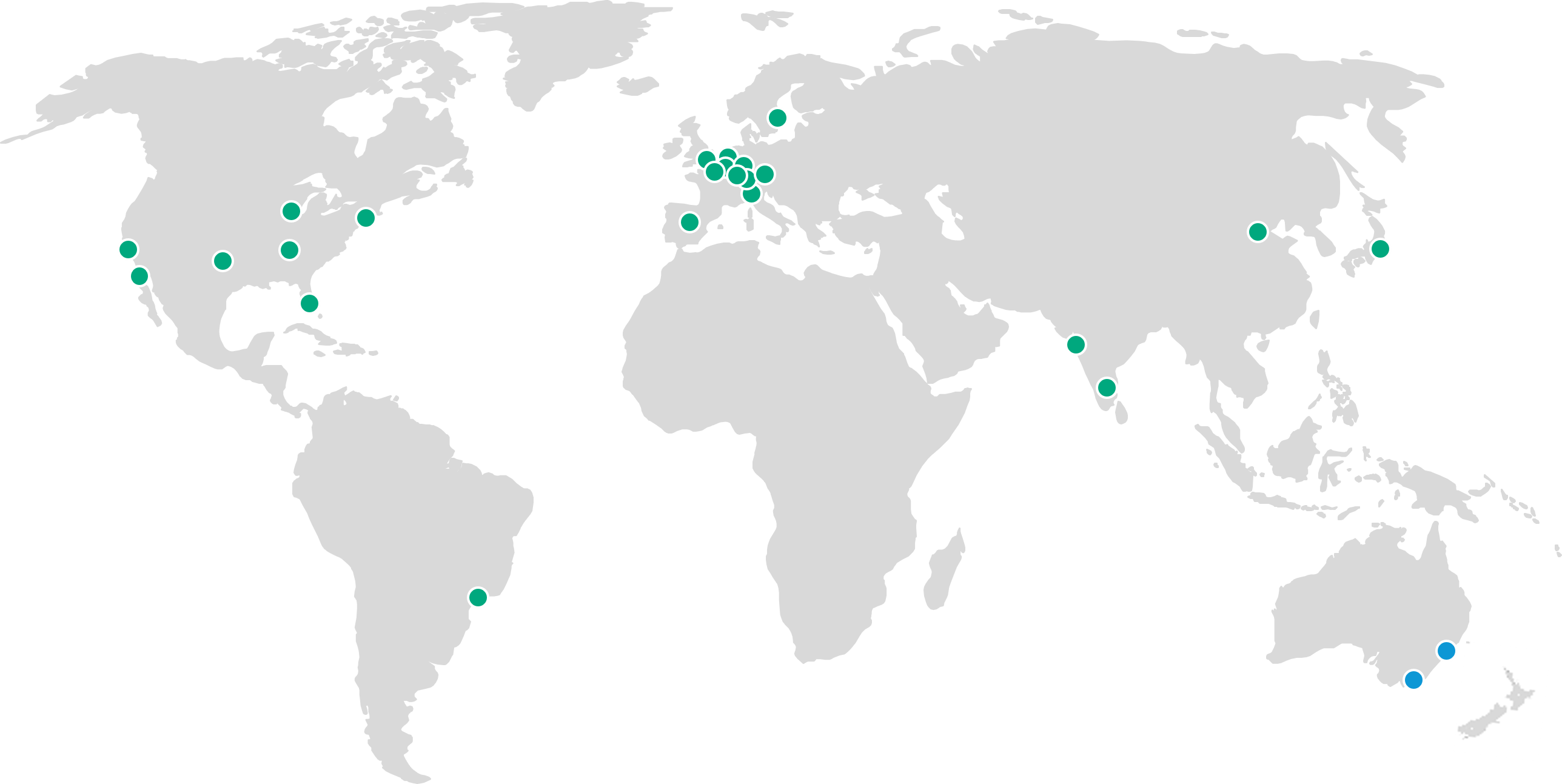 World map showing office locations for Miles and Lincoln International